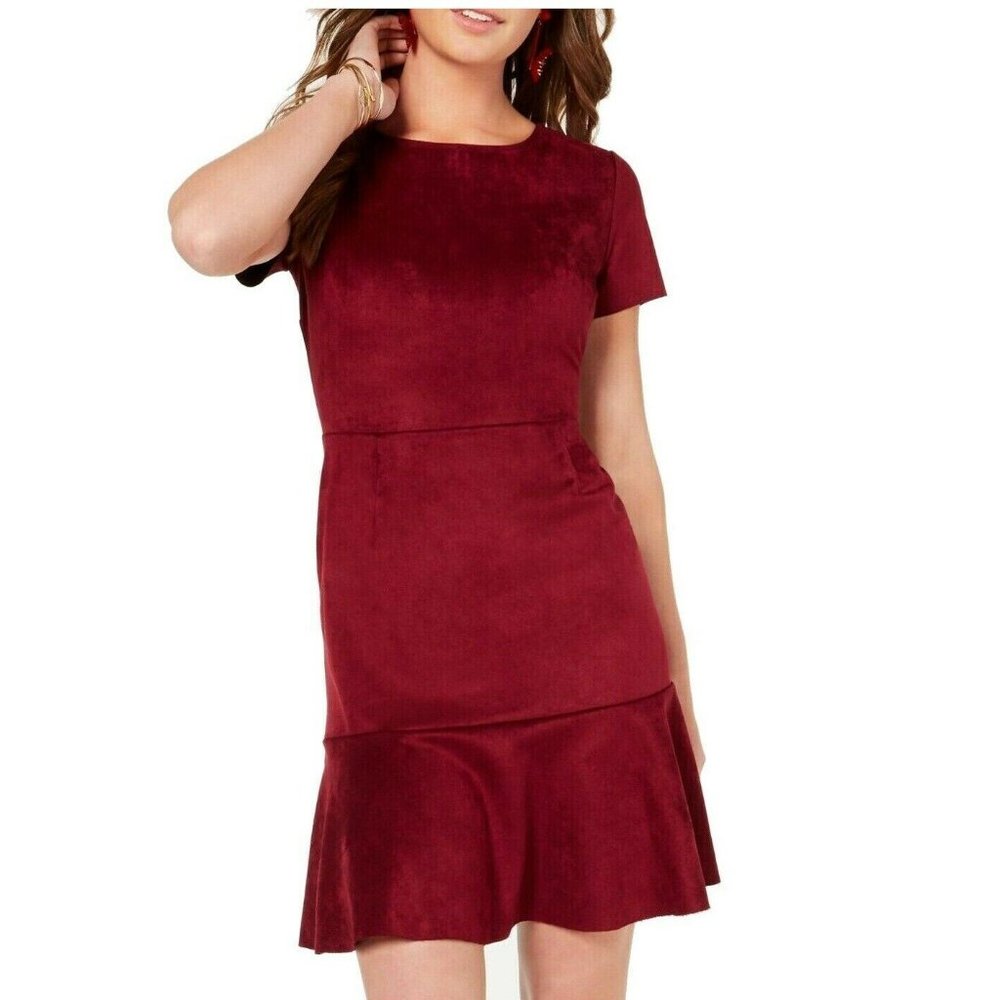 Rosie Harlow M Red Faux Suede Dress NWT AT24